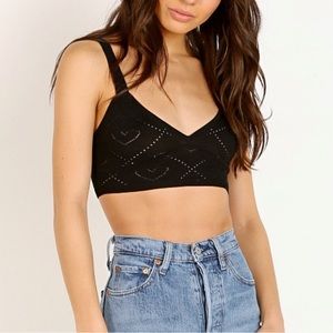 for love and lemons FLL black crop bra bralette top cami XS Mariah